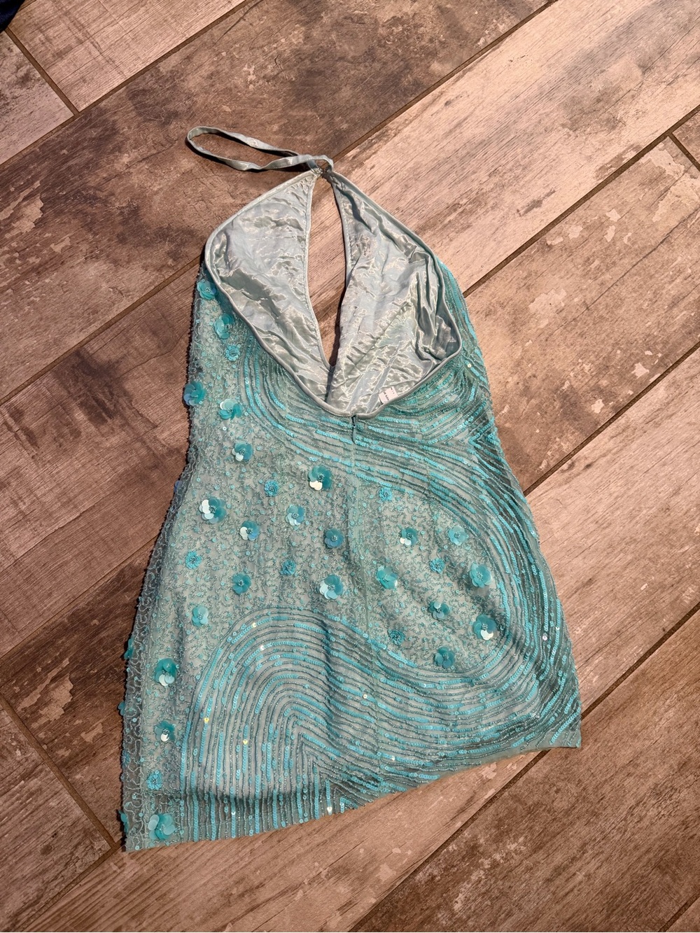 Lovers + Friends Aqua Halter Keyhole Sequin Mini Dress - Picture 8 of 8